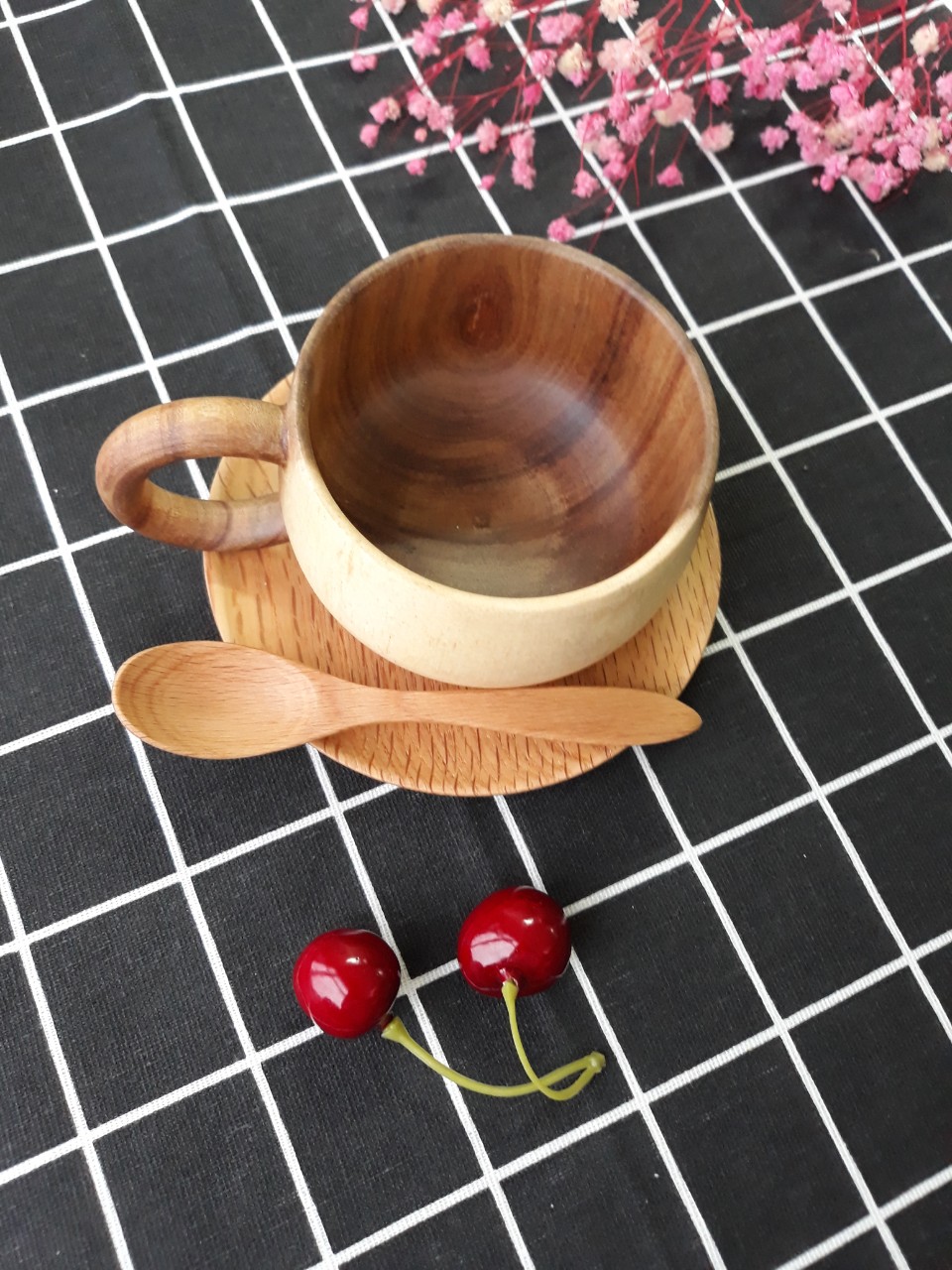 Bộ 6 thìa, muỗng gỗ đào nhỏ uống trà, cafe 12 cm x 2.4 cm