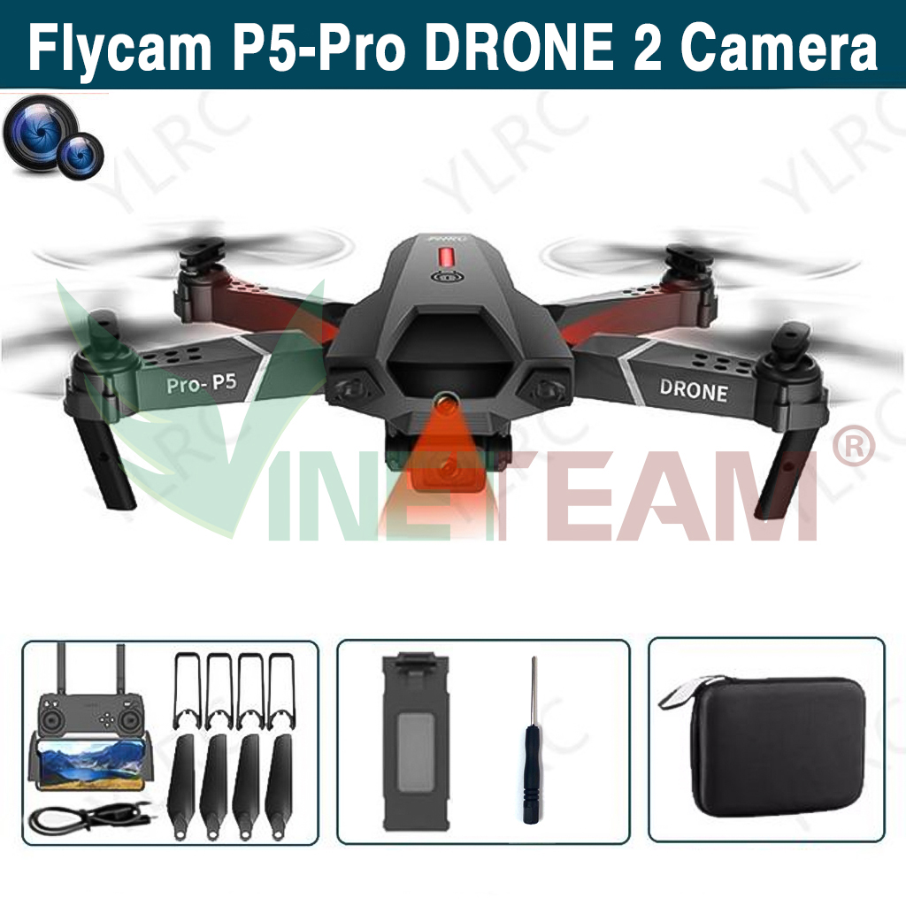 Máy Bay Điều Khiển Từ Xa Vinetteam Flycam P5 PRO Camera Kép Quadcopter UAV Với Bản Nâng Cấp 720P / 1080P / 4K HD FPV E88 Pro GPS WiFi Cảm Biến Chướng Ngại Vật - Hàng Nhập Khẩu