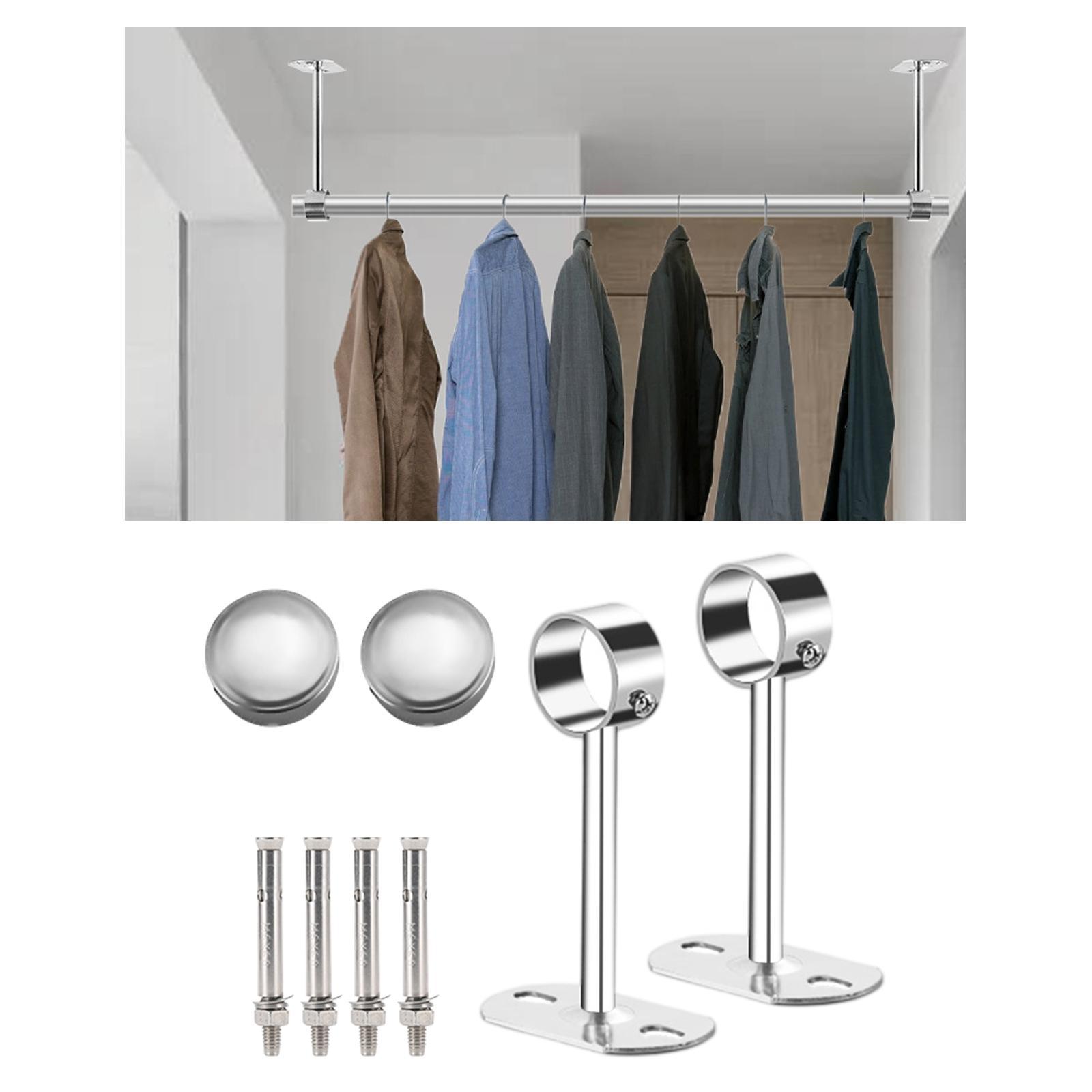 Wardrobe Hanger Pipe Bracket 25mm Dia Clothes Rails Home Use Shower Closet