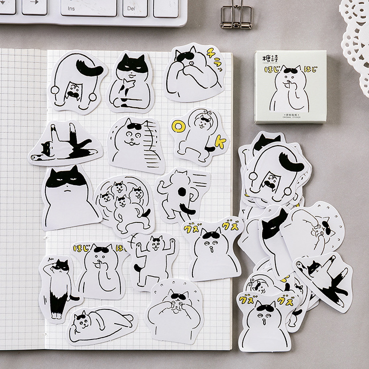 Sticker hộp 45 miếng dán - Mèo Nhí Nhố - Hộp nhãn dán trang trí sổ tay bullet journal - M460