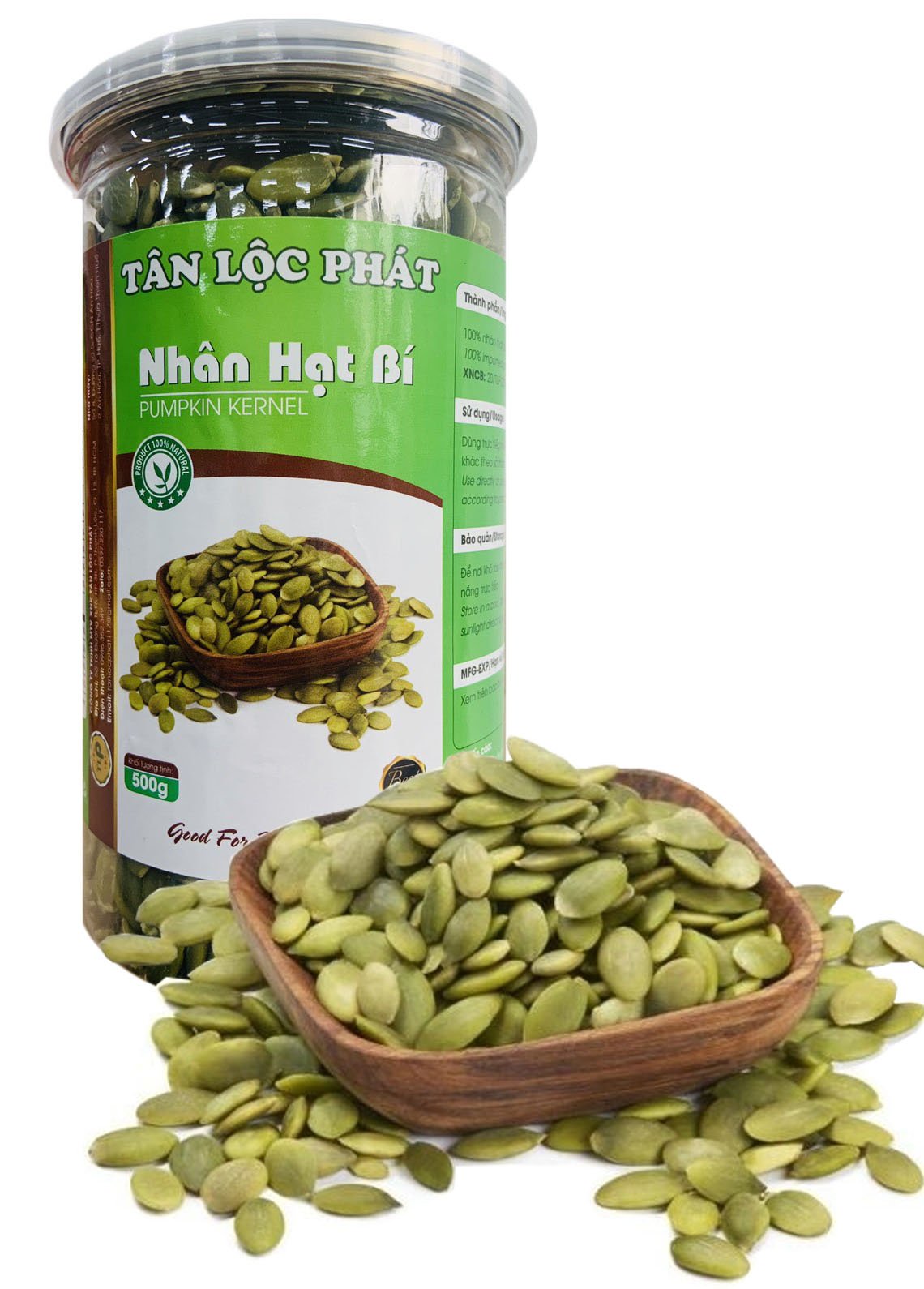 NHÂN HẠT BÍ CAO CẤP BỔ DƯỠNG TÂN LỘC PHÁT - HŨ 500G