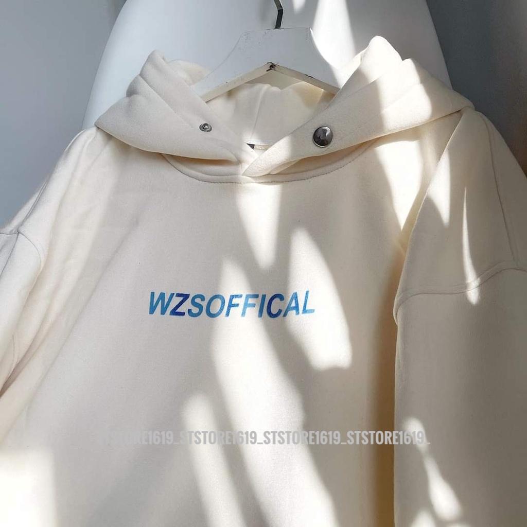 Áo Hoodie nỉ WZS màu kem unisex ảnh thật STSTore ( nam nữ mặc đều được)