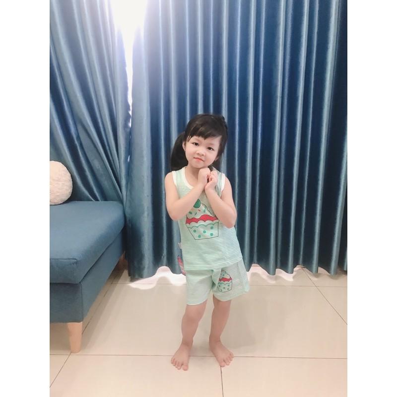 Đồ bộ ba lỗ bé gái và bé trai/ bộ hoạ tiết in sọc dễ thương 100% cotton