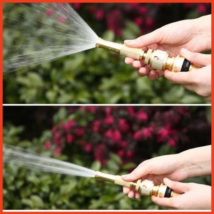 Bộ dây vòi xịt nước rửa xe, tưới cây . tăng áp 3 lần, loại 3m, 5m 206587 cút sập,nối nhựa vàng+ tặng mở chai