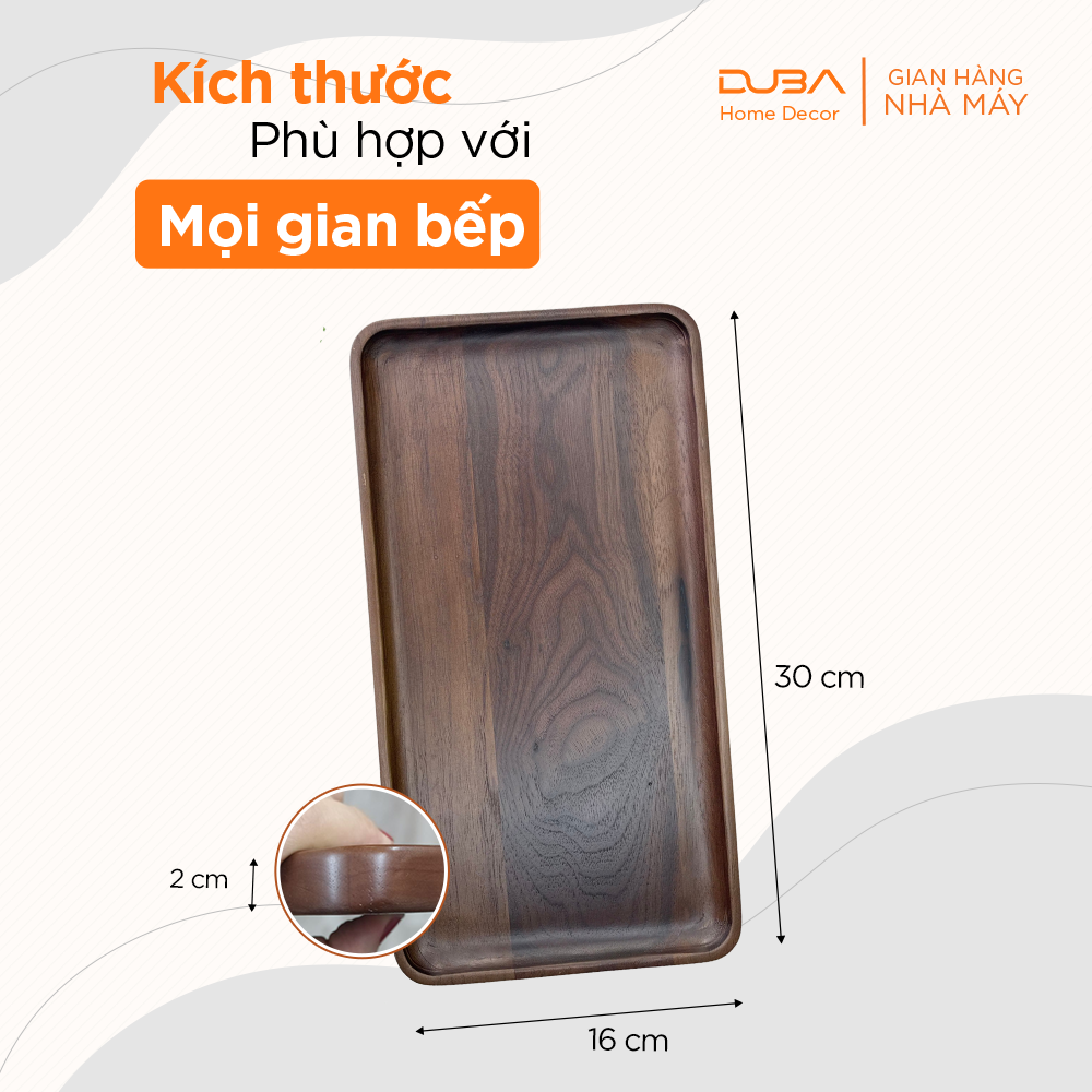 Khay gỗ óc chó, thớt gỗ decor, dĩa gỗ chuẩn an toàn xuất khẩu Châu Âu - DUBA (Hàng XK Đức)