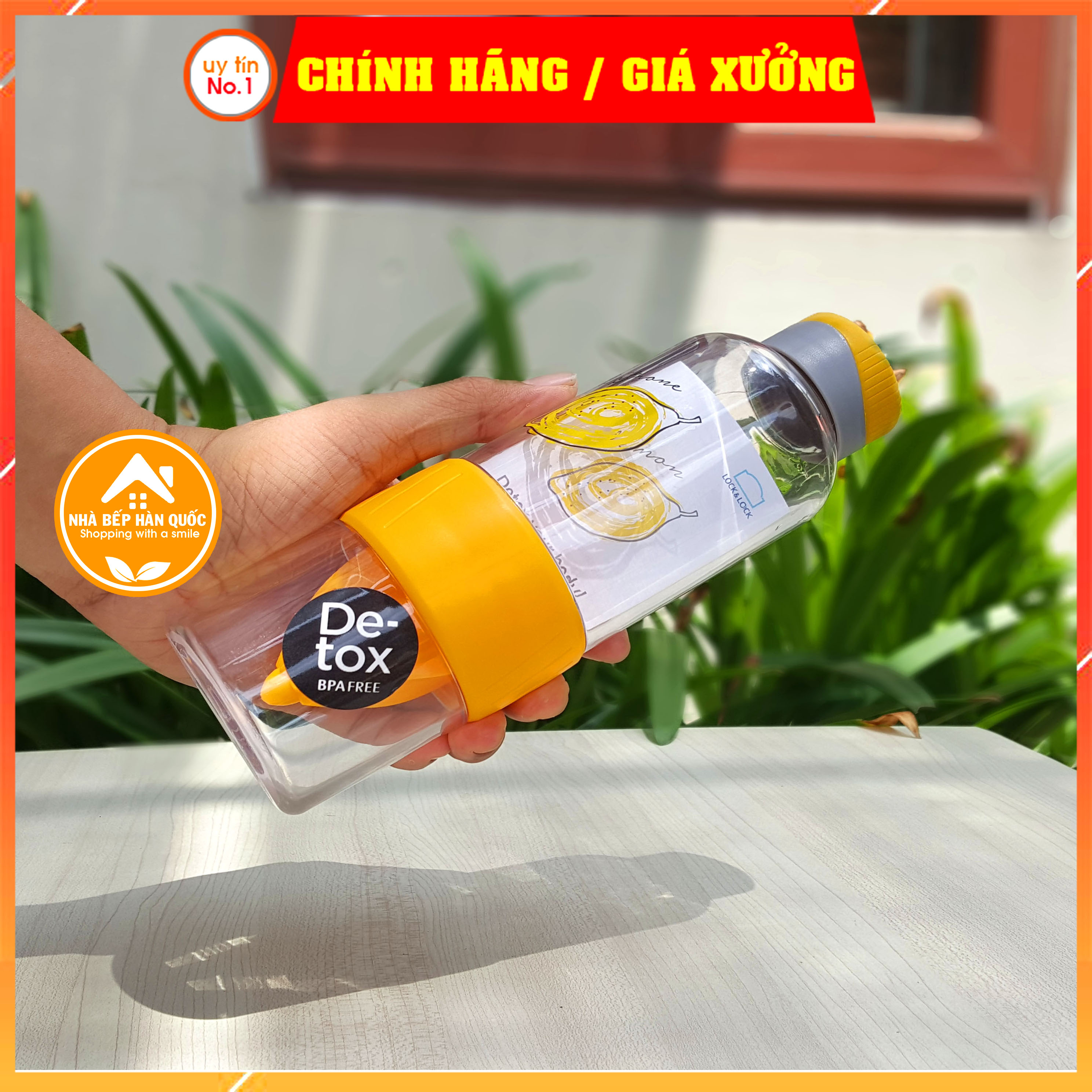 Bình nước Lock&amp;Lock chính hãng Detox dung tích 520ml ABF659