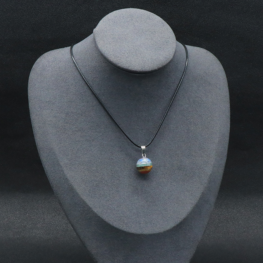 Dây Chuyền Đá Tròn 14 mm Phong Thủy 7 Chakra