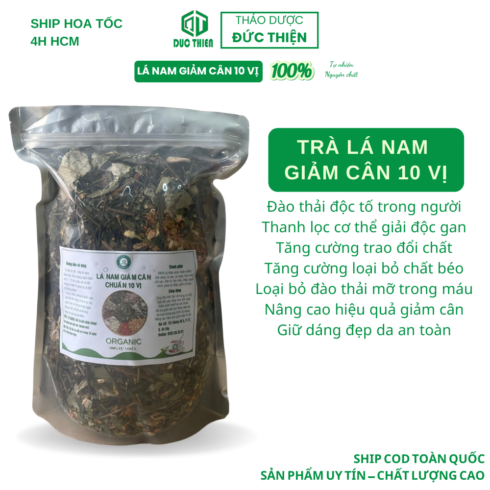 Trà Lá Nam Gi.ảm Cân 10 Vị Chuẩn Đức Thiện - Hỗ Trợ Gi.ảm C.ân, Gi.ảm M.ỡ Bung, Giúp E.o Thon, Dáng Đẹp - Gi.ảm Từ 2Kg - 4Kg