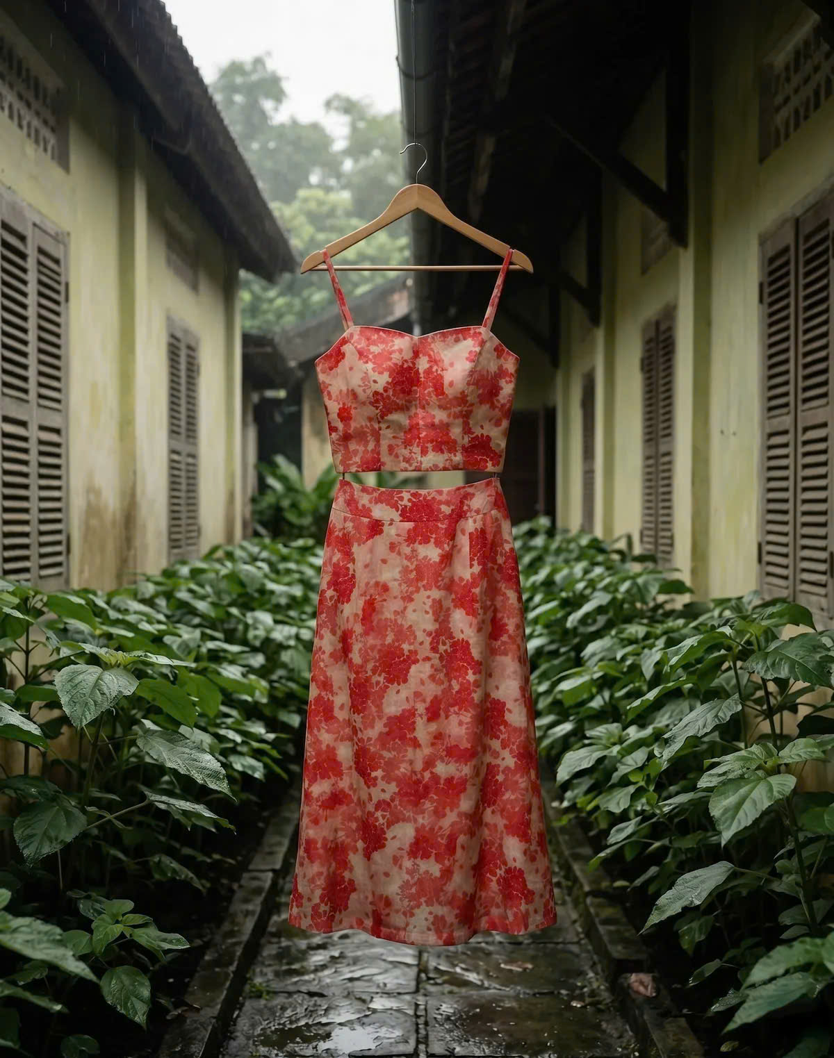 Áo Croptop Hai Dây Hoa Ramie Thanh Minh Top208 Thời trang Hity