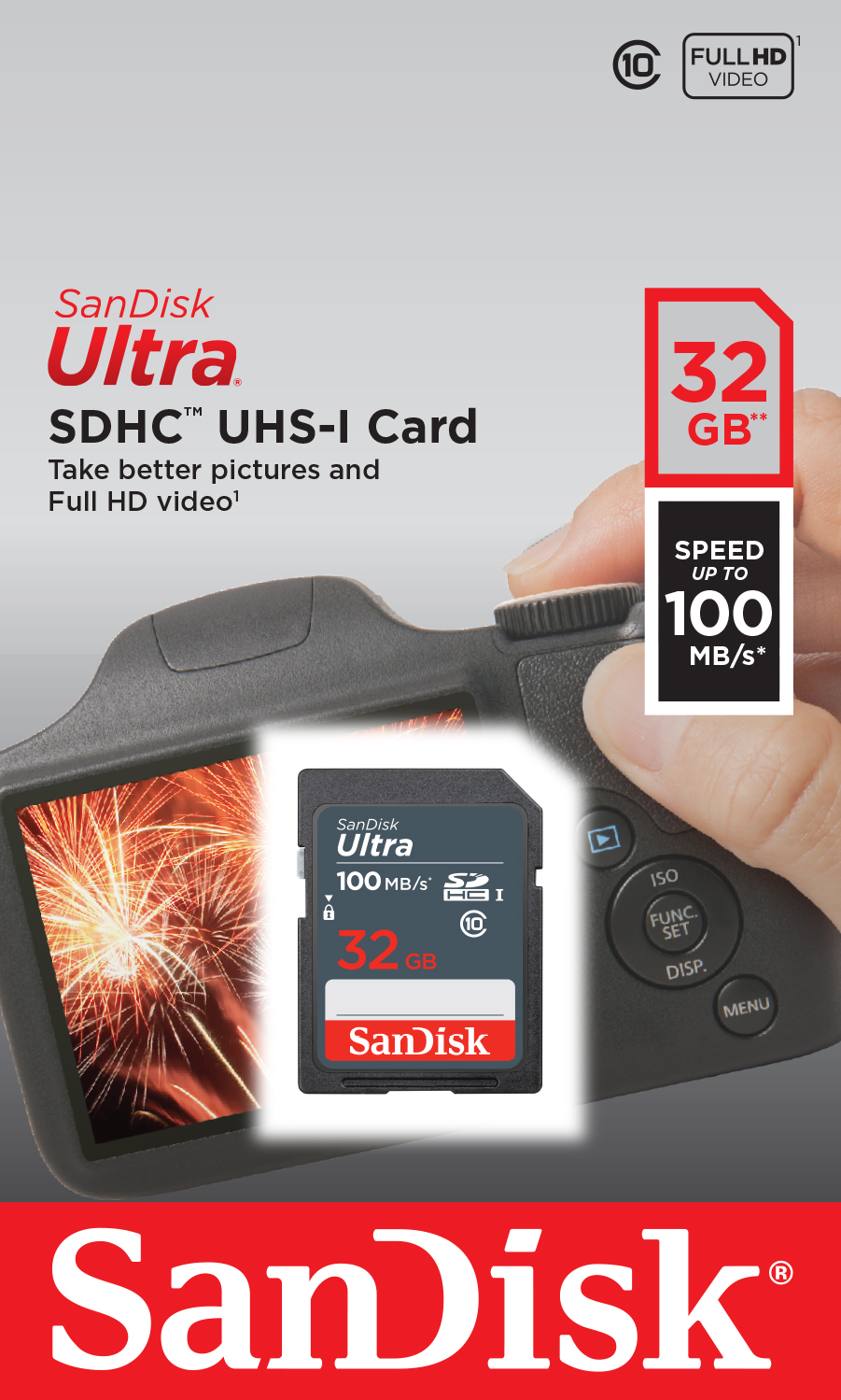 Thẻ nhớ SD Sandisk Ultra GN3 32GB 100MB/s UHS-I (cho máy ảnh) - Hàng Chính Hãng