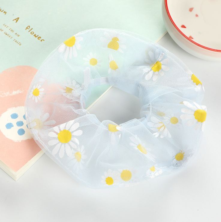 Combo 2 Dây Chun Buộc Tóc Scrunchies Họa Tiết Hoa Cúc (màu ngẫu nhiên)