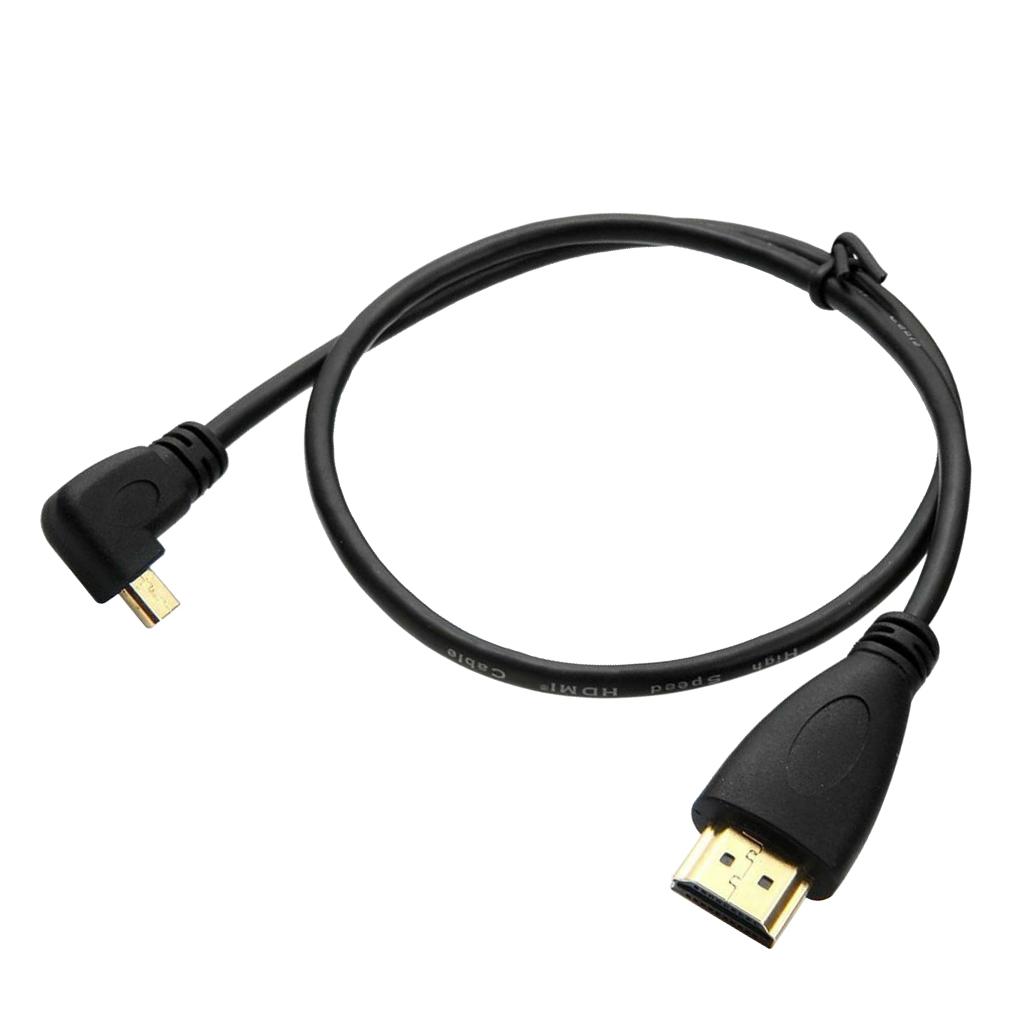 90 Degree Left Angle Micro HDMI Male to HDMI Male Data Cable Extension Cord