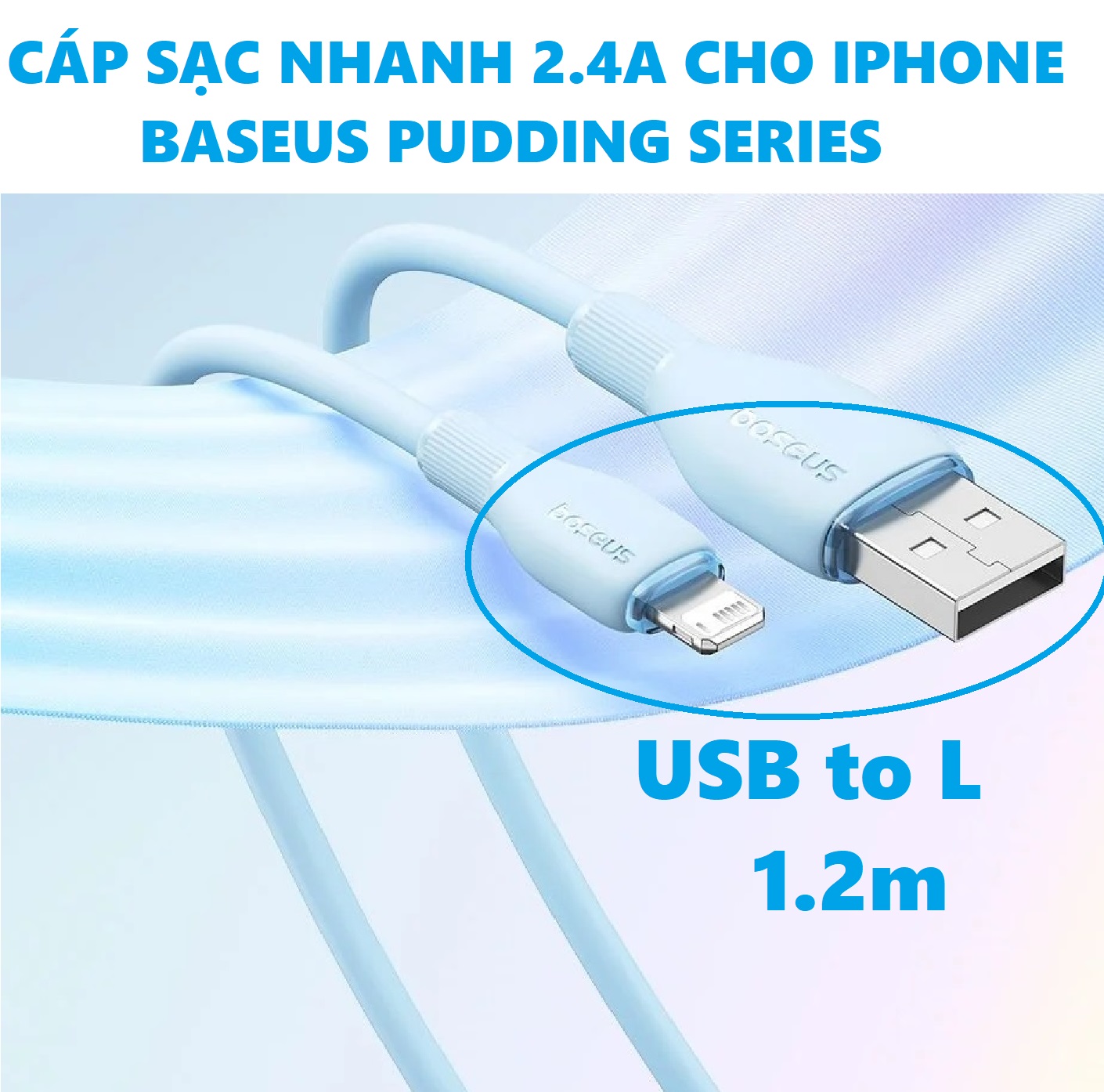 Dây sạc nhanh C to L PD 20W 18W cáo silicon siêu mềm chống rối cho iP Baseus Pudding Series _ Hàng chính hãng