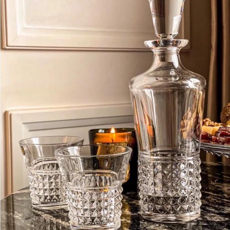 Set Bình Rượu Pha Lê Kèm 6 Cốc Bohemia Trinity, Bộ Bình Ly Pha Lê Dùng Uống Whisky Cao Cấp, Nhập Đức