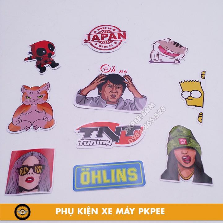 Combo Tem Sticker Dán Xe Máy, Laptop, Điện Thoại, Nón Bảo Hiểm, Chống Thấm Nước, Chống Bay Màu