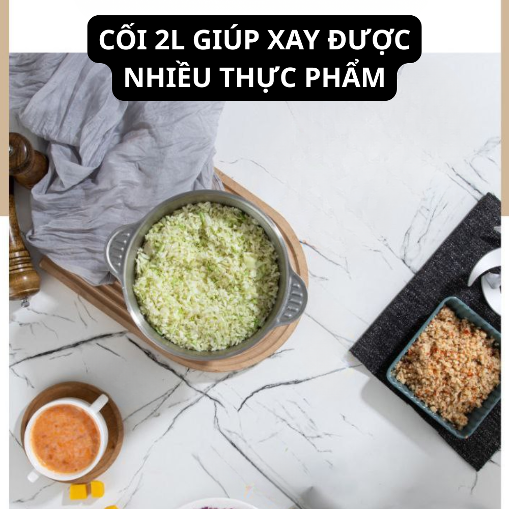 Máy xay thịt, máy xay sinh tố, xay đa năng Lumabella B-5002, công suất lớn 500W,cối 2L loại Inox304 - HÀNG CHÍNH HÃNG