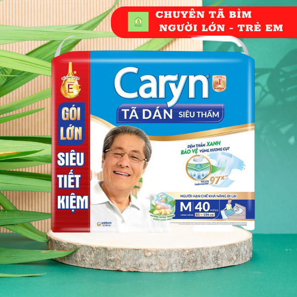 Tã Dán Siêu Thấm Caryn Gói Siêu Tiết Kiệm M40 (40 Miếng)