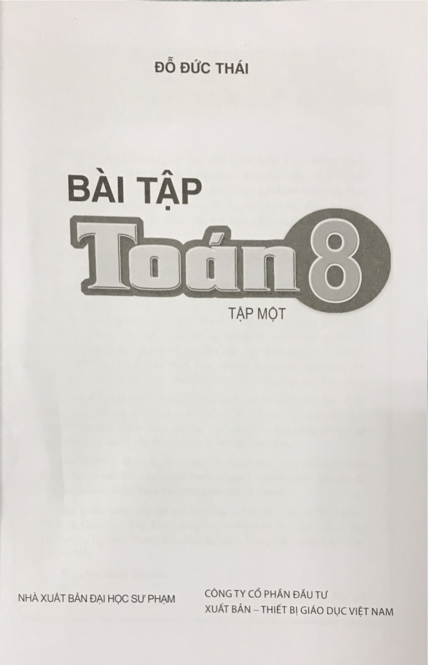 Bài Tập Toán Lớp 8 Tập 1 - Bộ Cánh Diều