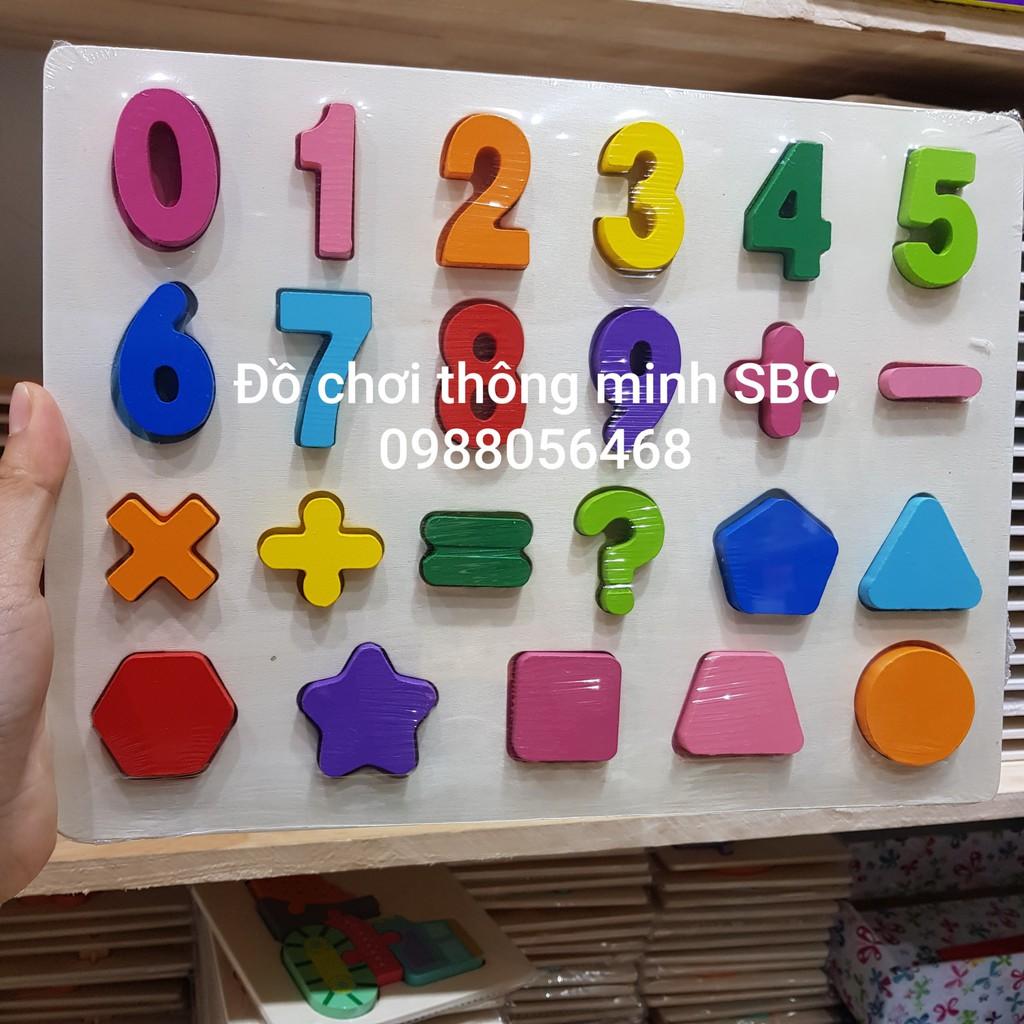 Bảng chữ cái, chữ số, hình học gỗ thú vị