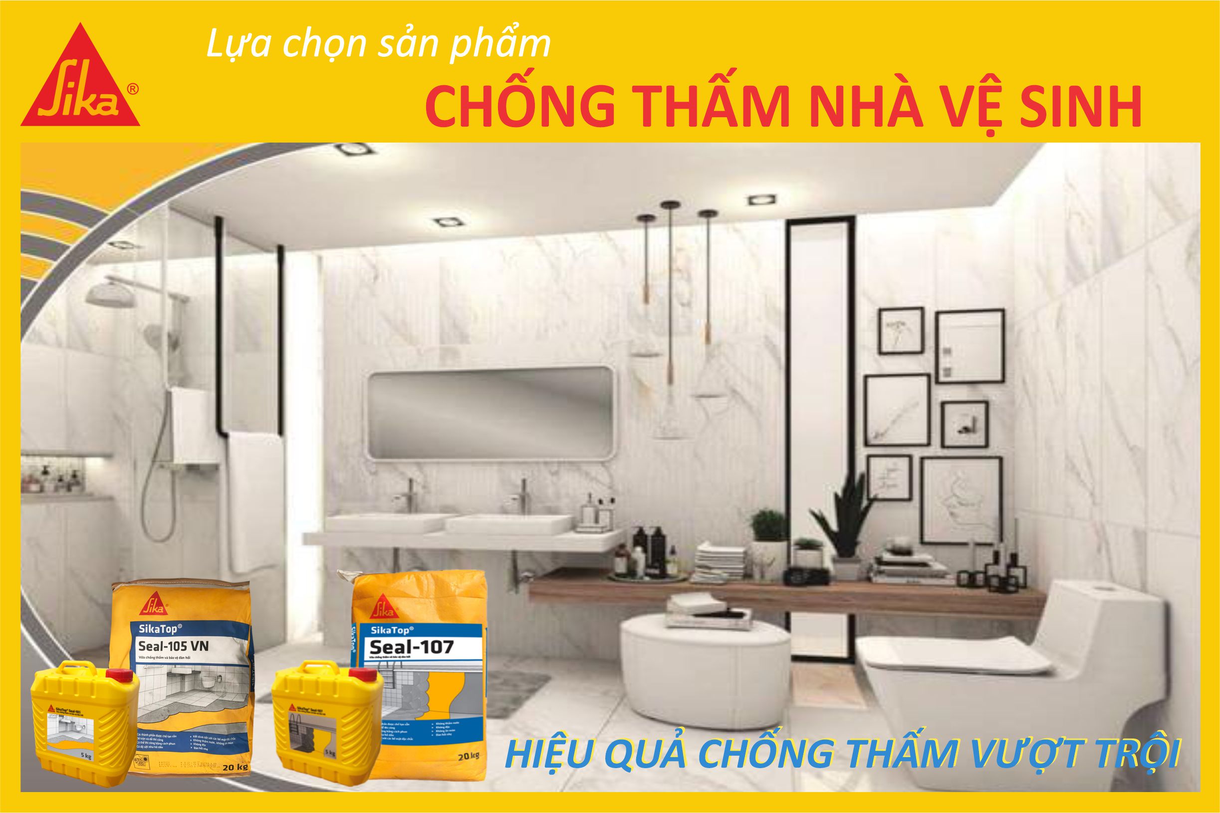 Chống thấm sàn mái, sân thượng gốc xi măng hai thành phần - SikaTop Seal 107 (bộ 25kg)