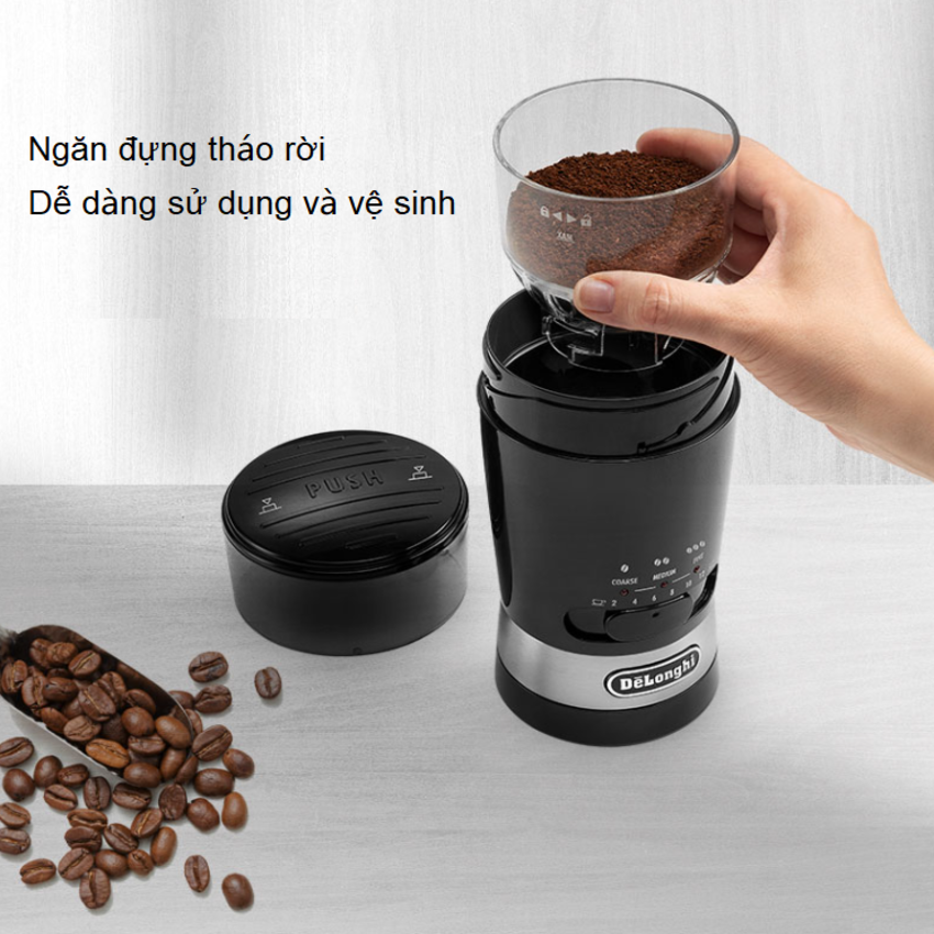 HÀNG CHÍNH HÃNG - Máy xay hạt cà phê và các loại hạt Deloghi KG210 - Có thể điều chỉnh độ mịn - HÀNG CAO CẤP