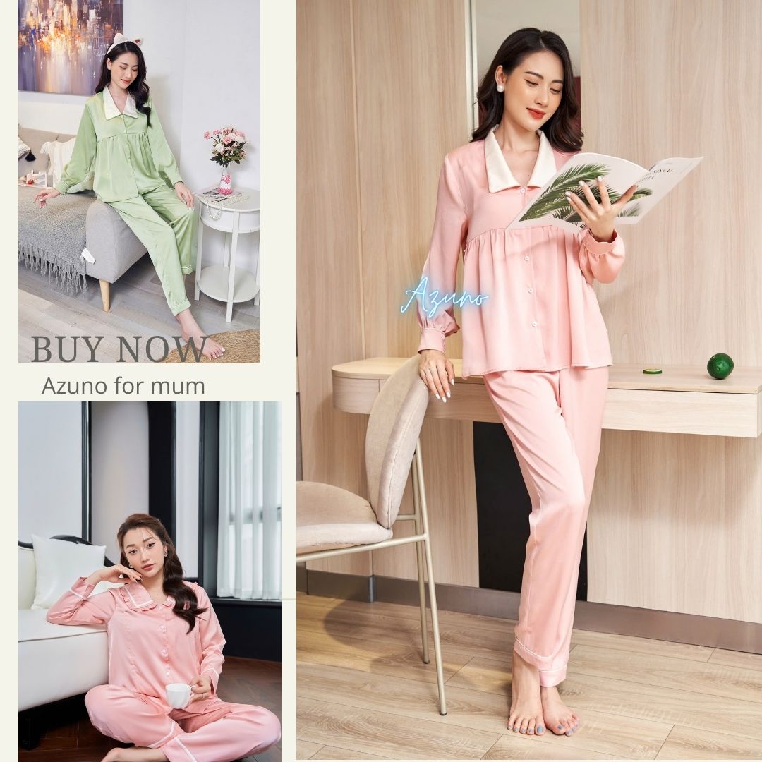 Bộ Đồ Bầu Và Sau Sinh Chất Liệu Lụa Ngọc Trai B277 Mặc Hè Cực Mát