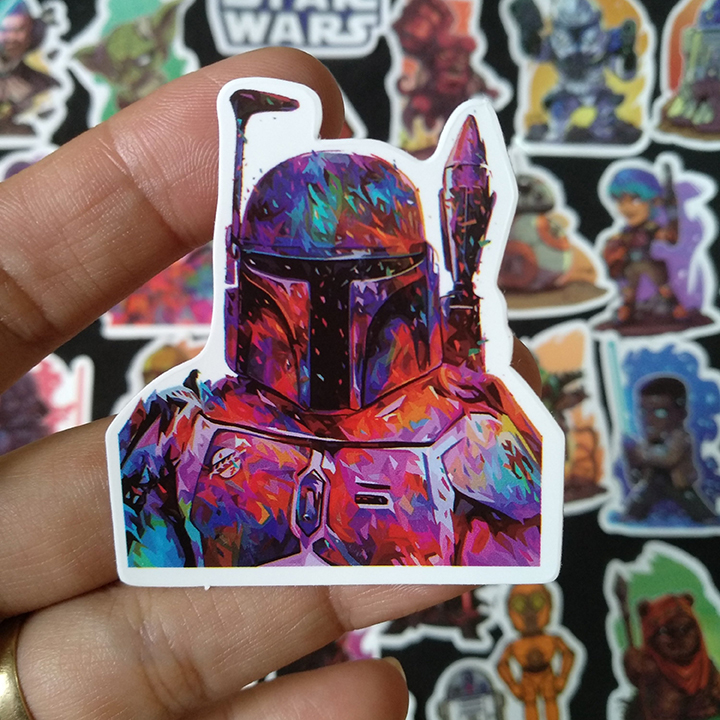 Bộ Sticker dán cao cấp chủ đề NHÂN VẬT TRONG STAR WARS - Dùng dán Xe, dán mũ bảo hiểm, dán Laptop...