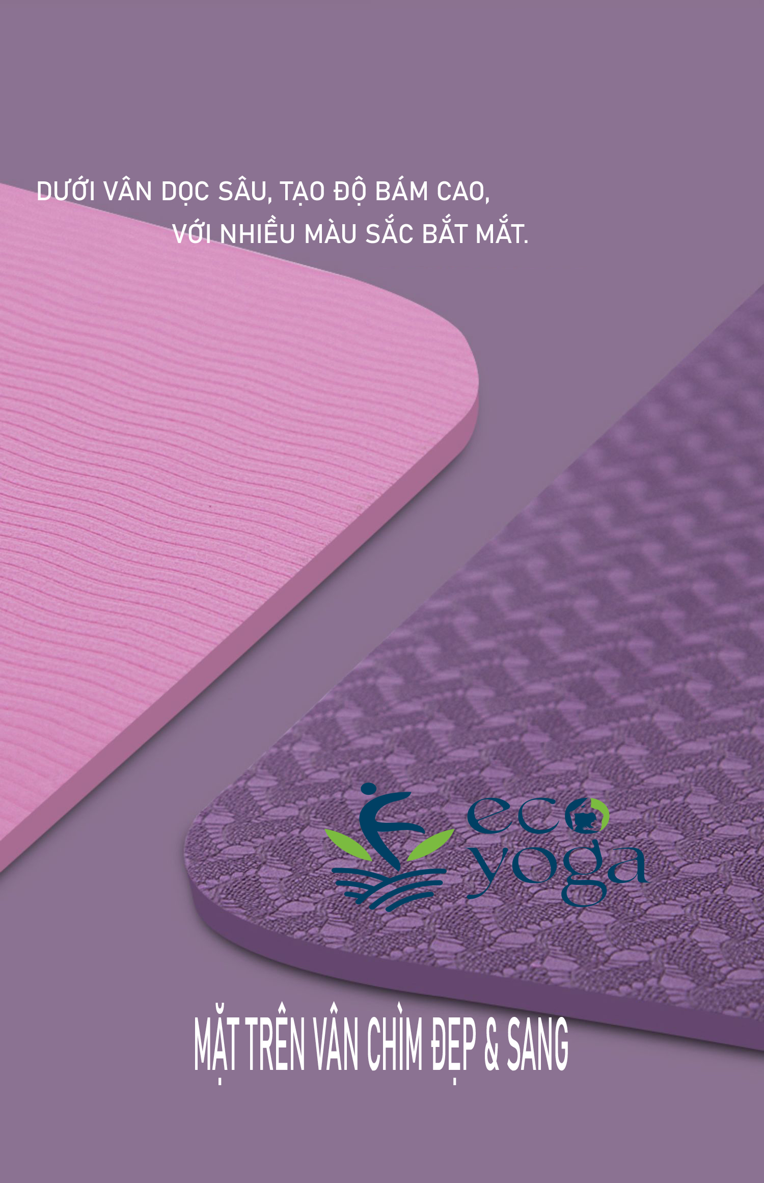 Thảm Yoga Định Tuyến TPE 1 Lớp 8mm - YOGA QG, Độ Bám Cao, Chống Trơn Trượt, Mềm Mại, Thân Thiện Với Môi Trường, An Toàn Khi Tiếp Xúc Với Da - Hàng chính hãng