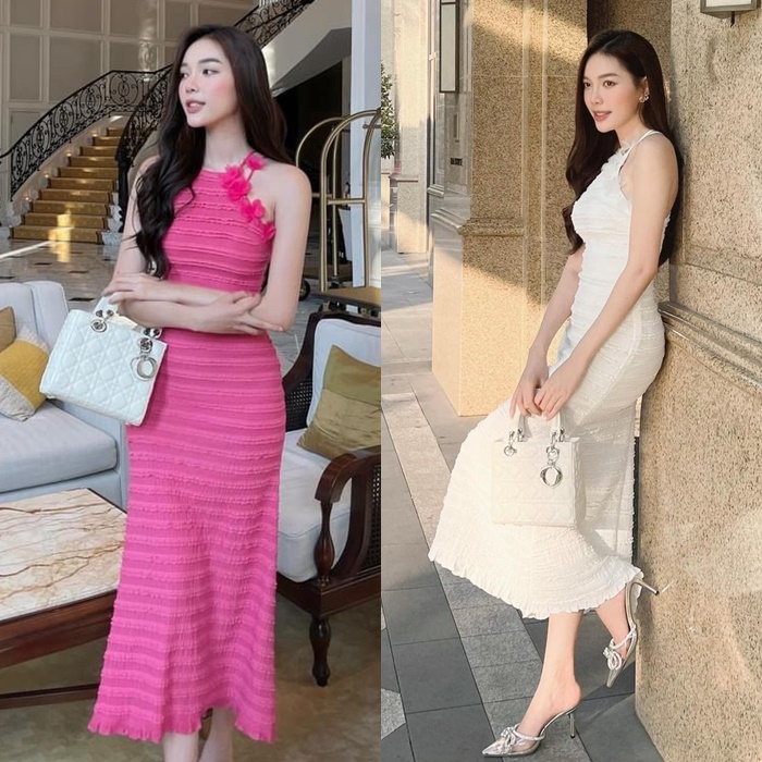 ĐẦM DÀI 2 DÂY CỔ YẾM MIDI SUÔNG TRƠN HỒNG BARBIE ÔM BODY MIDITRẮNG MAXI DẠO PHỐ ĐI TIỆC ĐI CHƠI ĐI BIỂN