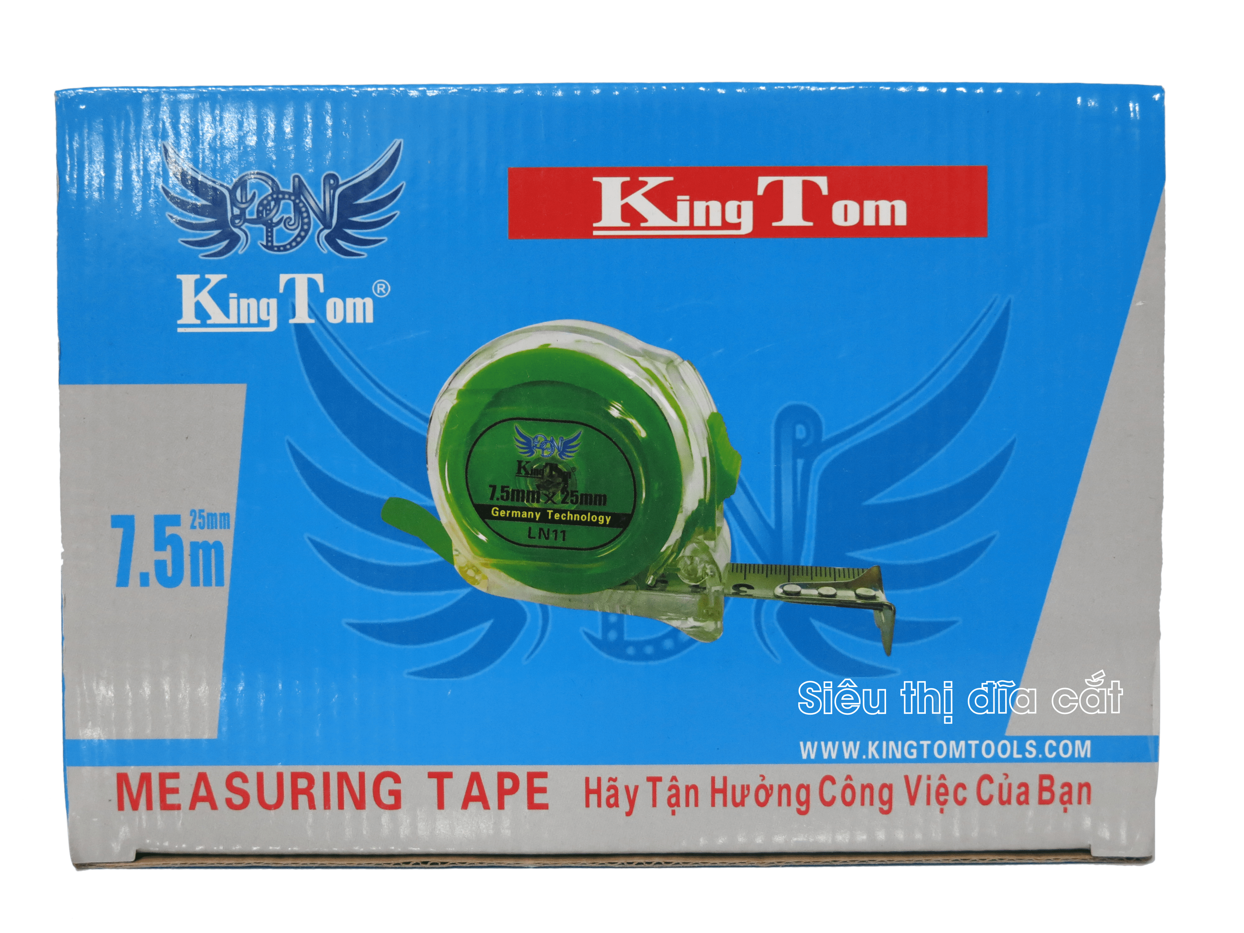 Thước Kéo 1 Mặt KingTom LN11-7.5M - Thước Dày Dặn, Kéo Rút Trơn Tru, Độ Bền Cao