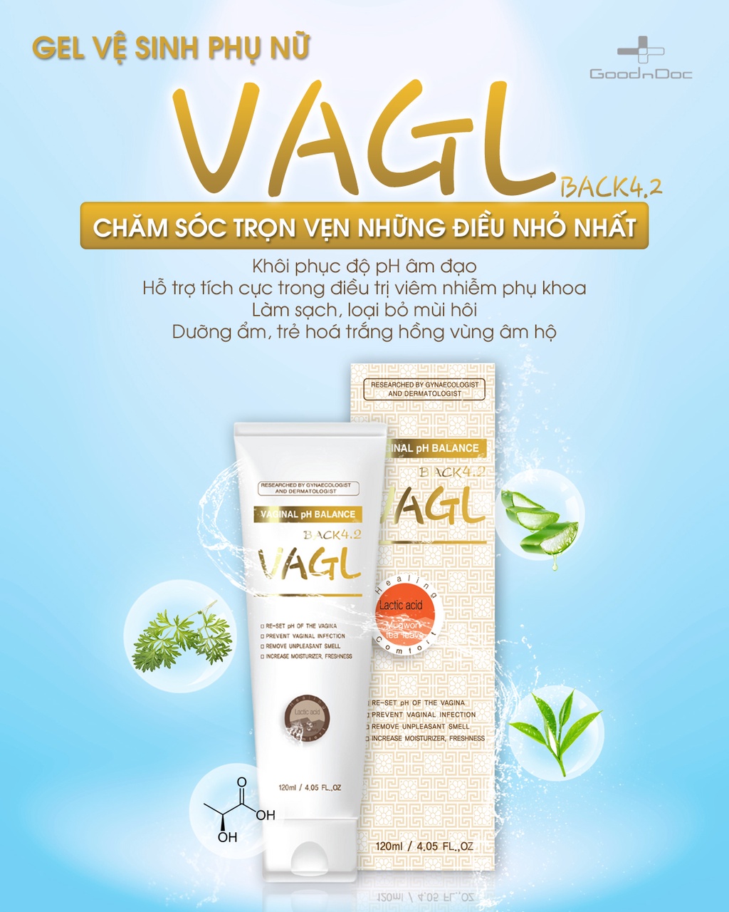 Gel rửa phụ khoa GoodnDoc Vagl Back 4.2 150ml