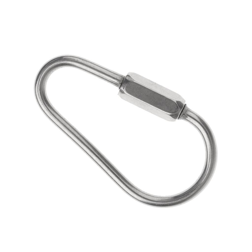 Camping Outdoor Stainless Screw Lock D Carabiner Clip Hook Key Chain 5.2cm