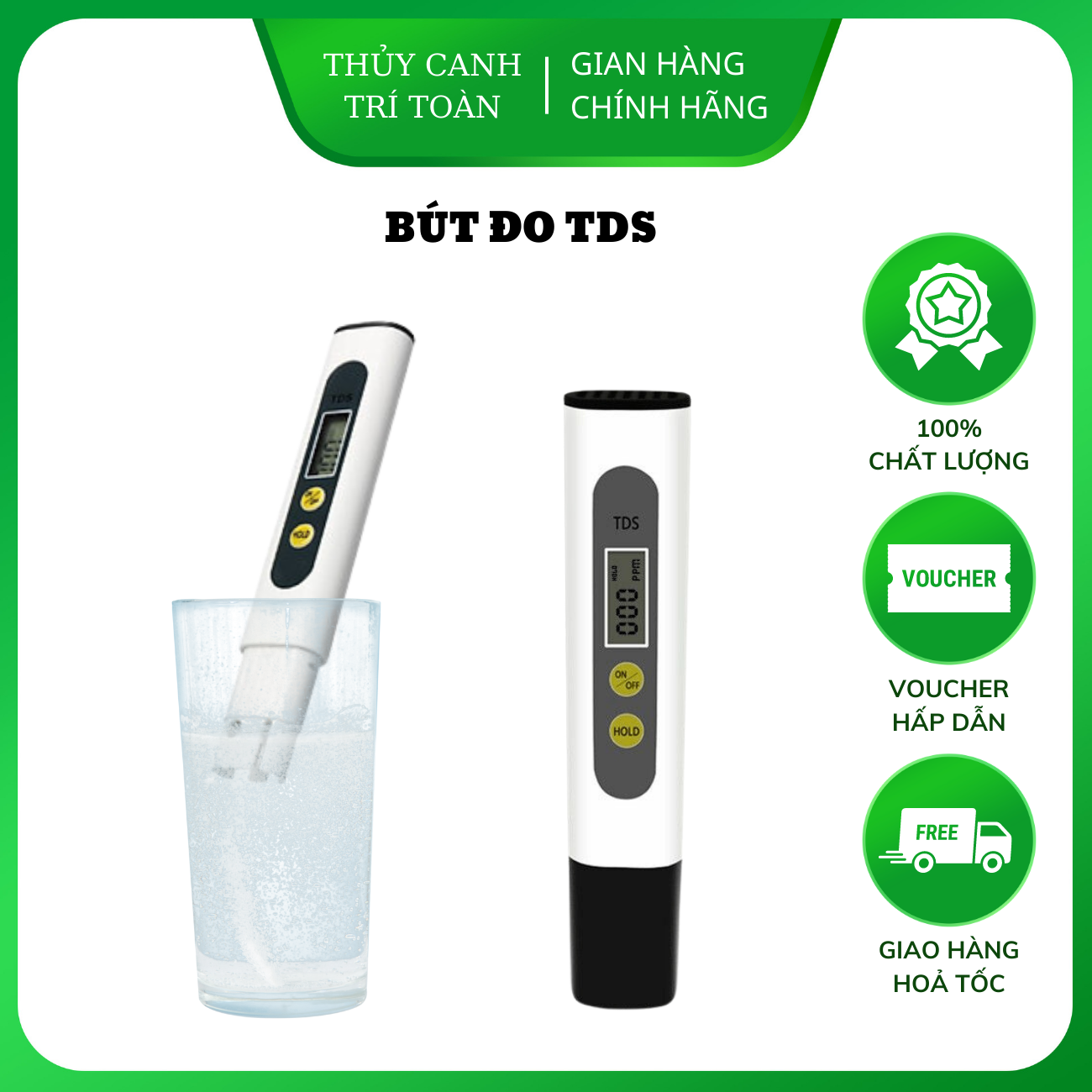 Bút thử nước sạch cao cấp, dụng cụ đo TDS, đo độ cứng của nước