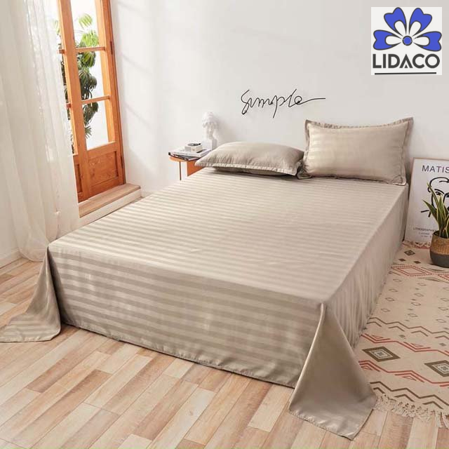 Bộ Ga Gối Cotton Kẻ 3F Lidaco Chuyên Dụng Cho Homestay, Khách Sạn