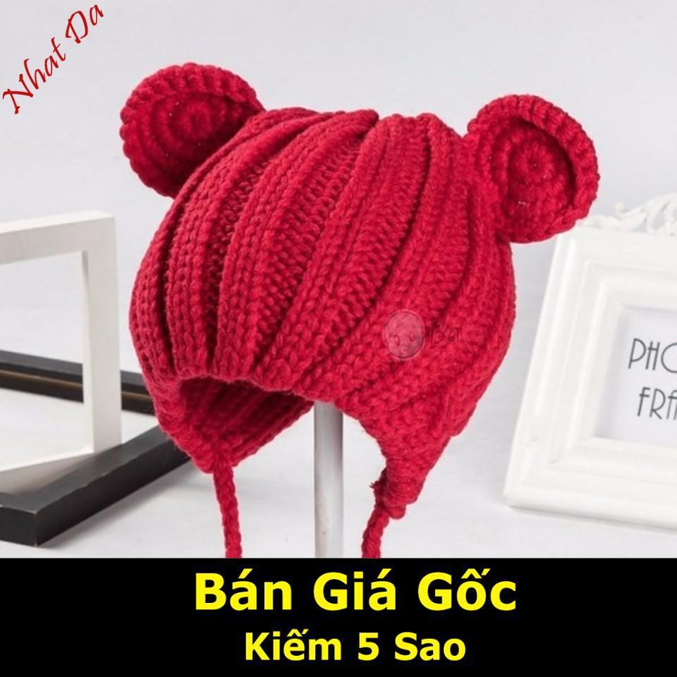 Sỉ mũ len tai gấu cho bé 1- 3 tuổi - nhiều màu