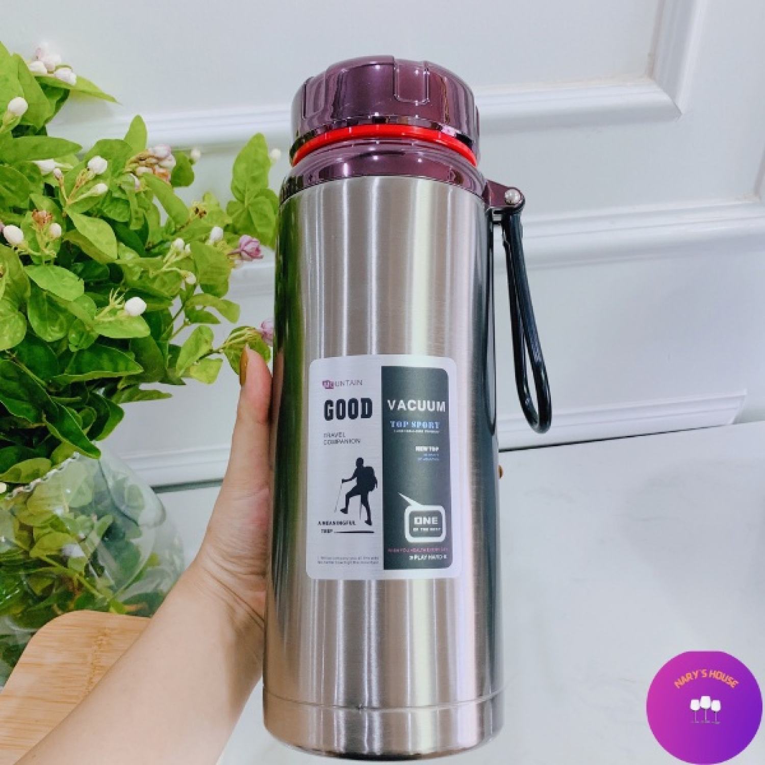 Bình Giữ Nhiệt Nắp Kim Cương Chất Liệu Inox Cao Cấp Dung Tích 1200ML  Giữ Nóng 48H Giữ Lạnh 72H