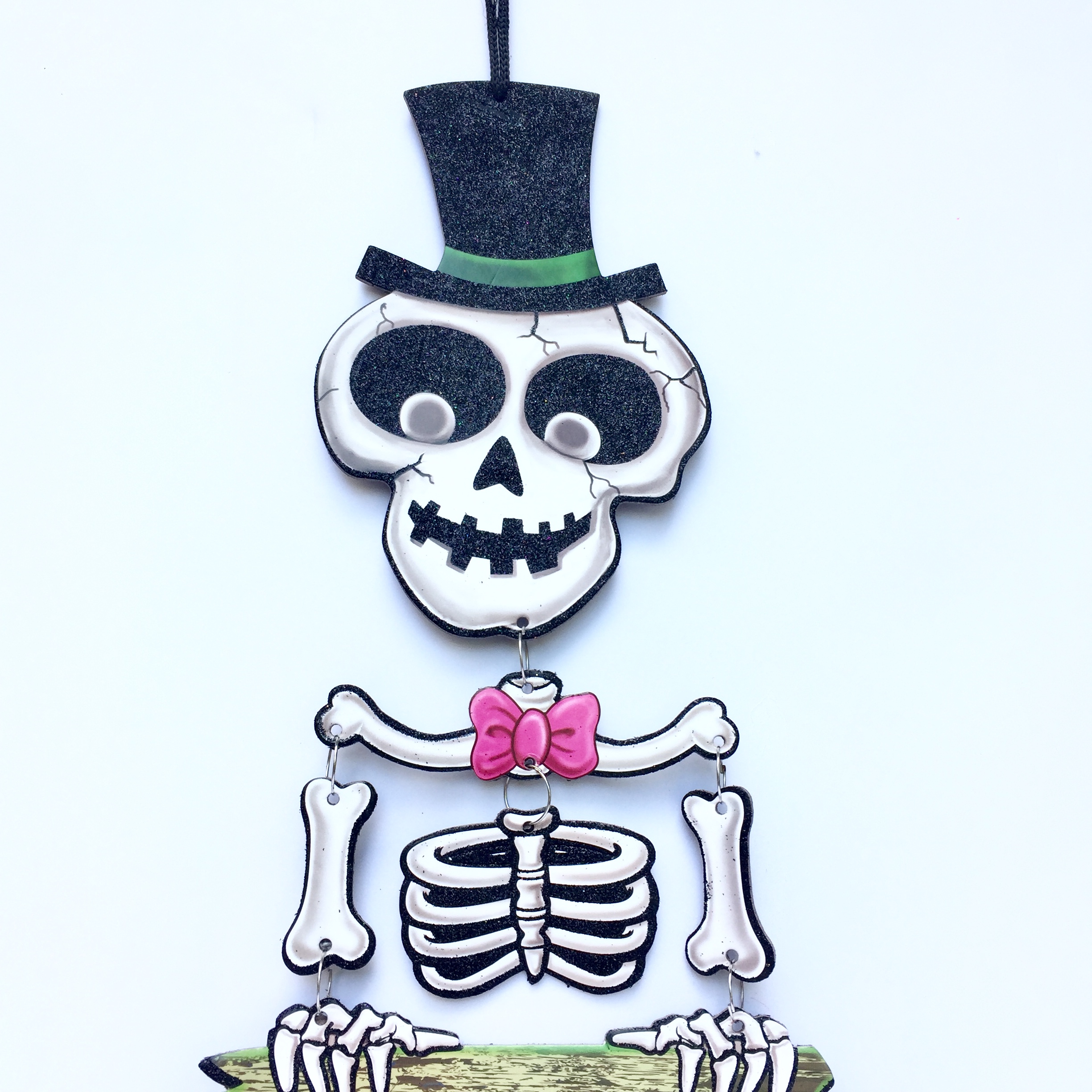 Bảng trang trí Halloween hình bộ xương 54cm x 24cm