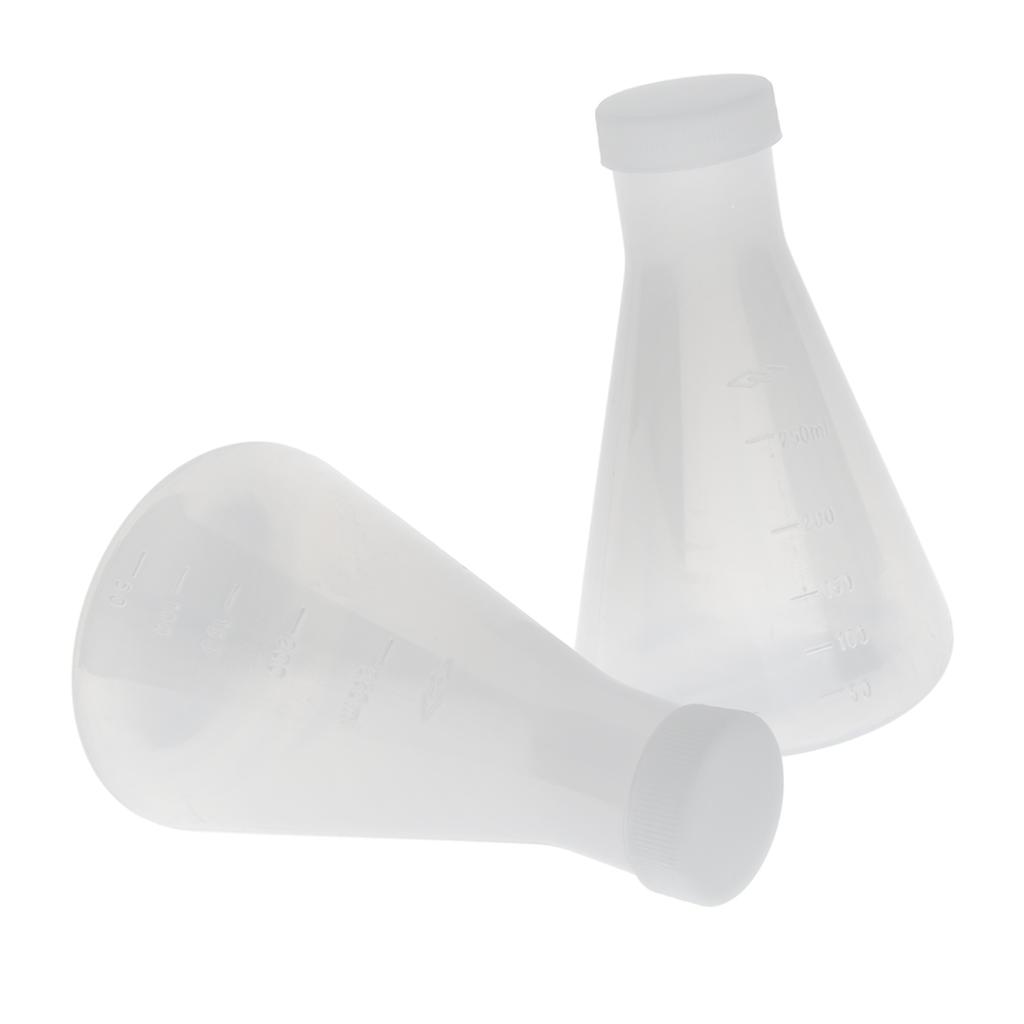 2 Cái 250ml Tốt Nghiệp Thu Hẹp Miệng Nhựa Erlenmeyer Flask Conical Flask Lab
