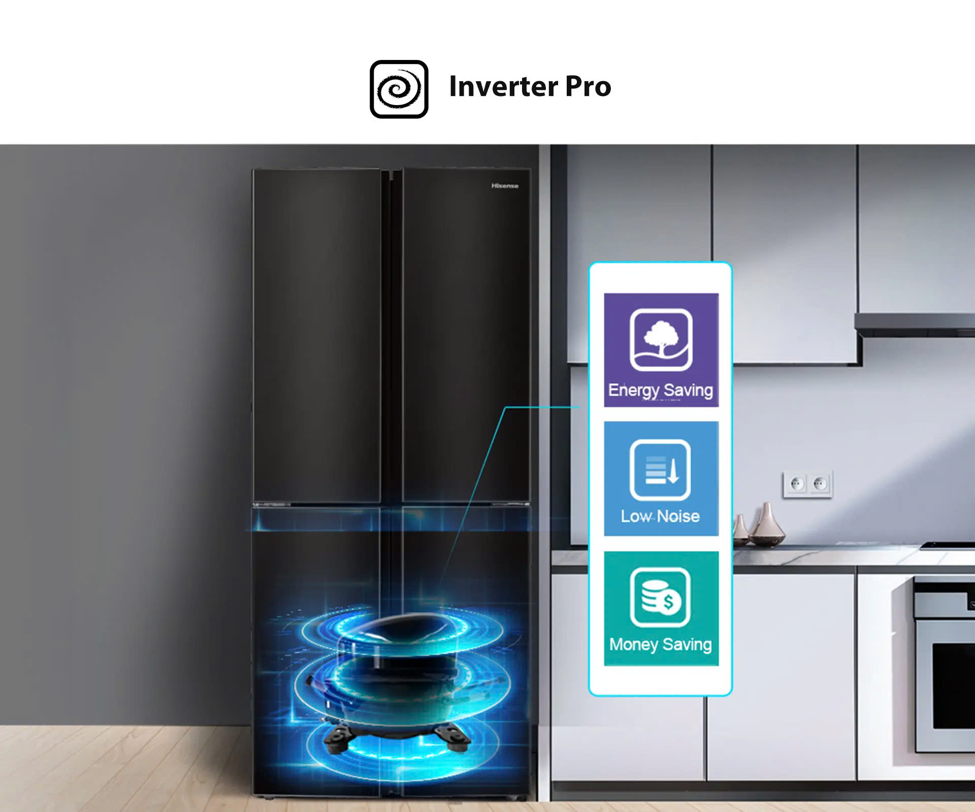 Tủ lạnh Hisense Inverter Pro 4 Cửa RQ519N4EBU 427 Lít tiết kiệm điện, bảo hành 3 năm - HÀNG CHÍNH HÃNG