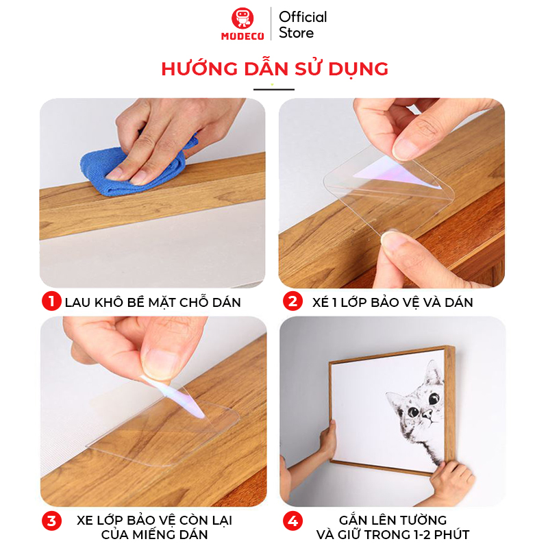 Combo 10 Miếng Dán 2 Mặt Siêu Dính Modeco - Chống Thấm Chịu Nước Siêu Bền Chắc, Siêu Chịu Lực