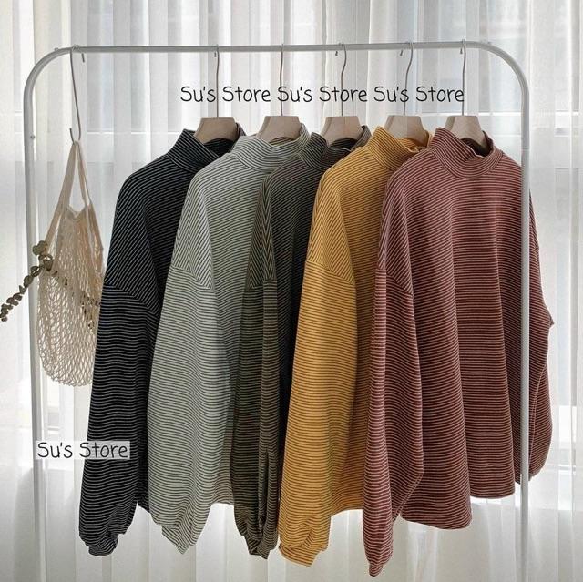 Áo kẻ tay bồng kẻ hót có 5 màu cơ bản dành cho nữ