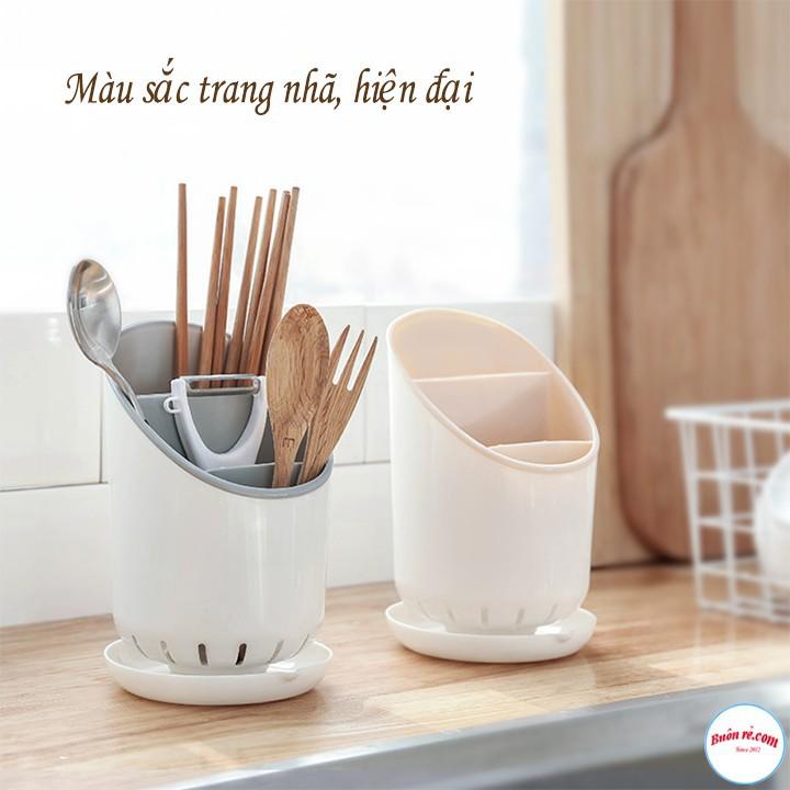 Combo 2 Ống, Khay Đựng Đũa, Muỗng, Thìa, Dĩa… Bằng Nhựa Cao Cấp Có Đế Hứng Nước