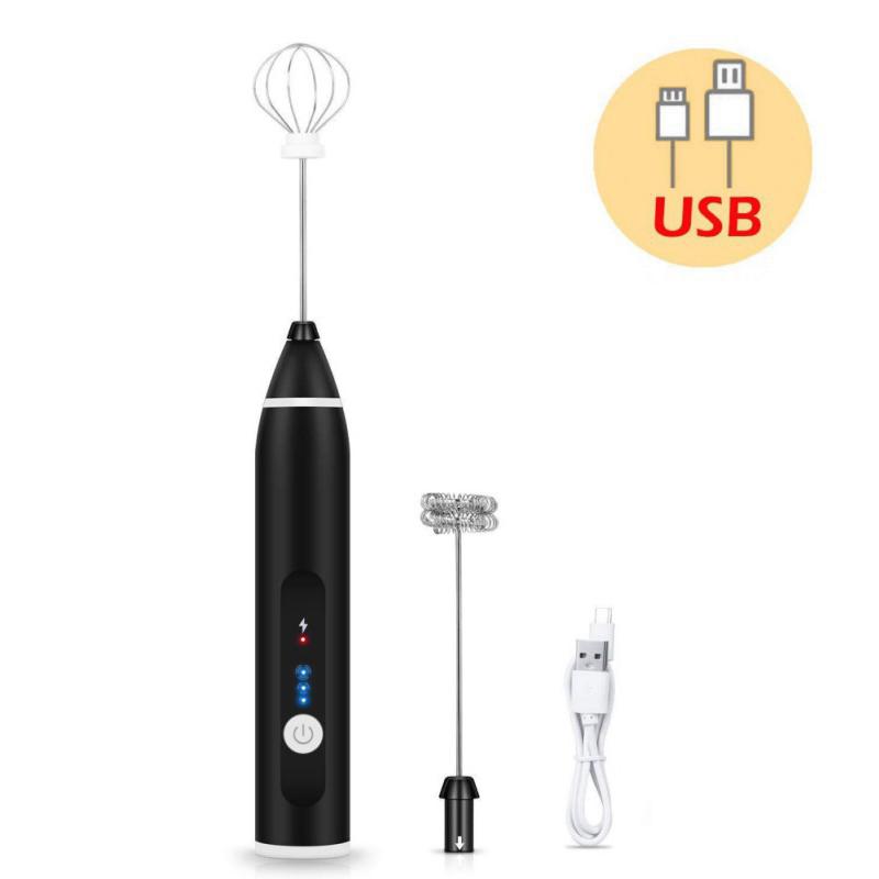 3 Tốc Độ Trứng Be Cà Phê Sữa Uống Đánh Trộn Đầu Eggbeater Frother Khuấy USB Sạc Thực Phẩm Cầm Tay Máy Xay Đánh Trứng