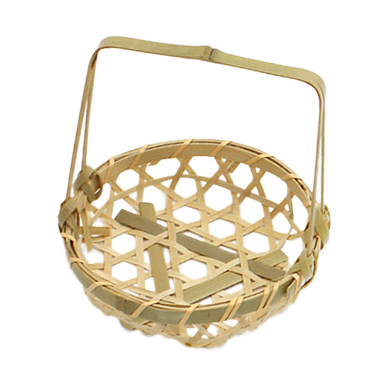 Woven Basket Bamboo Basket Flower Storage Basket Handwoven Flower Holder Decor Farmhouse Basket Storage Basket for Home Bedroom Party Picnic