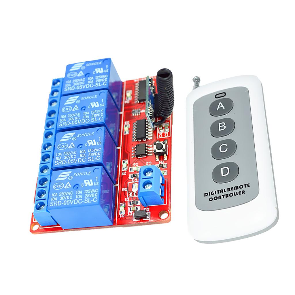5V 4 Channel Switch Relay Driving Module Board + 4 Key Remote Controller