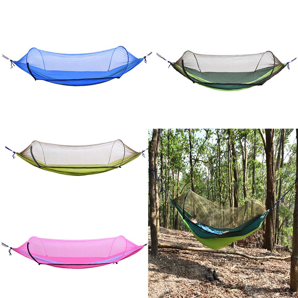 Outdoor Camping Hammock Boat Hanging Bed with Mosquito Net Dark Green