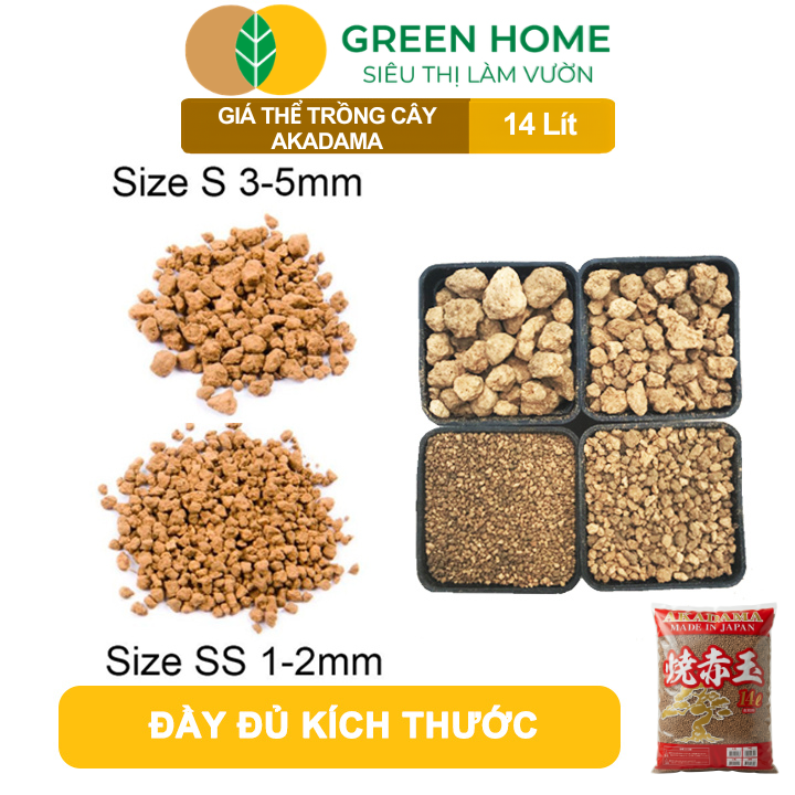 Đất Akadama GreenHome, Bao 14Lít (8-9Kg), (Loại Cứng) Giá Thể Bonsai, Kiểng Lá, Phân Nền Thủy Sinh