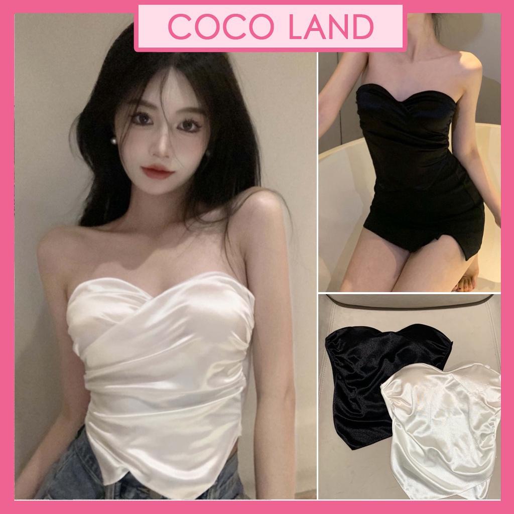 Áo Ống Vải Lụa Có Mút Đệm Phong Cách Retro Ngọt Ngào Cho Nữ coco land - chất cực đẹp- sang chảnh