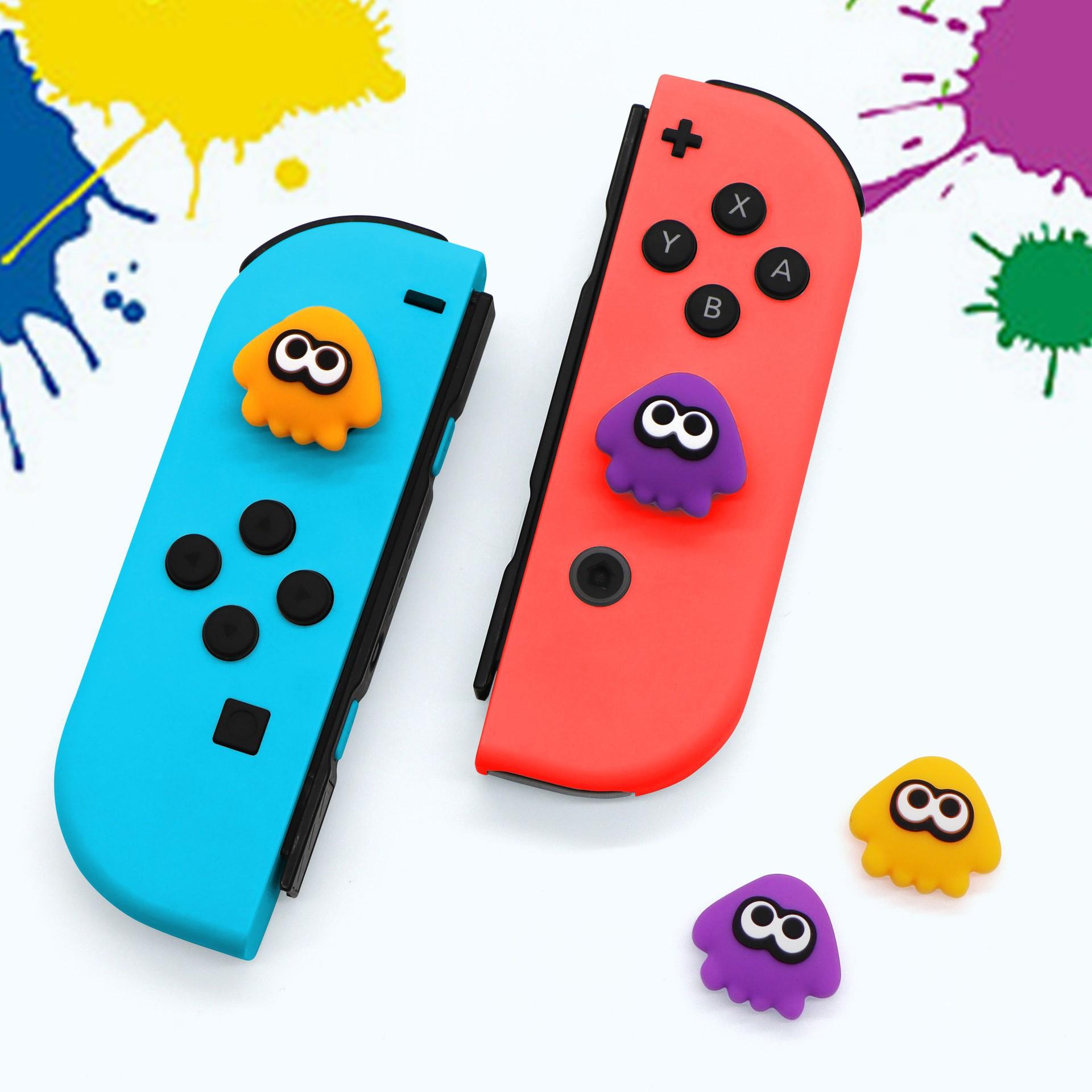 Vỏ bọc ngón tay cái bằng silicon hình con mực bạch tuộc Vỏ cần điều khiển cho Nintendo Switch NS Oled Lite Bộ điều khiển Joy-con Nắp kẹp ngón tay cái Màu sắc: nắp và 2 tay cầm