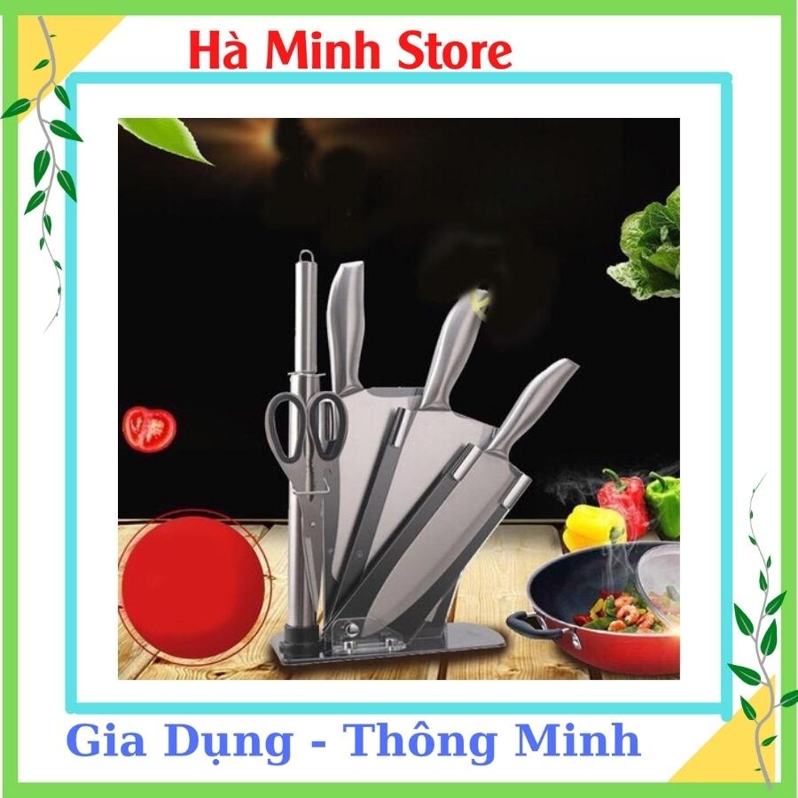 Bộ Dao Nhật 6 Món SEKI Inox Cao Cấp Nguyên Bản, Hàng Nội Địa Nhật Tặng Kèm Giá Để Dao Tiện Lợi